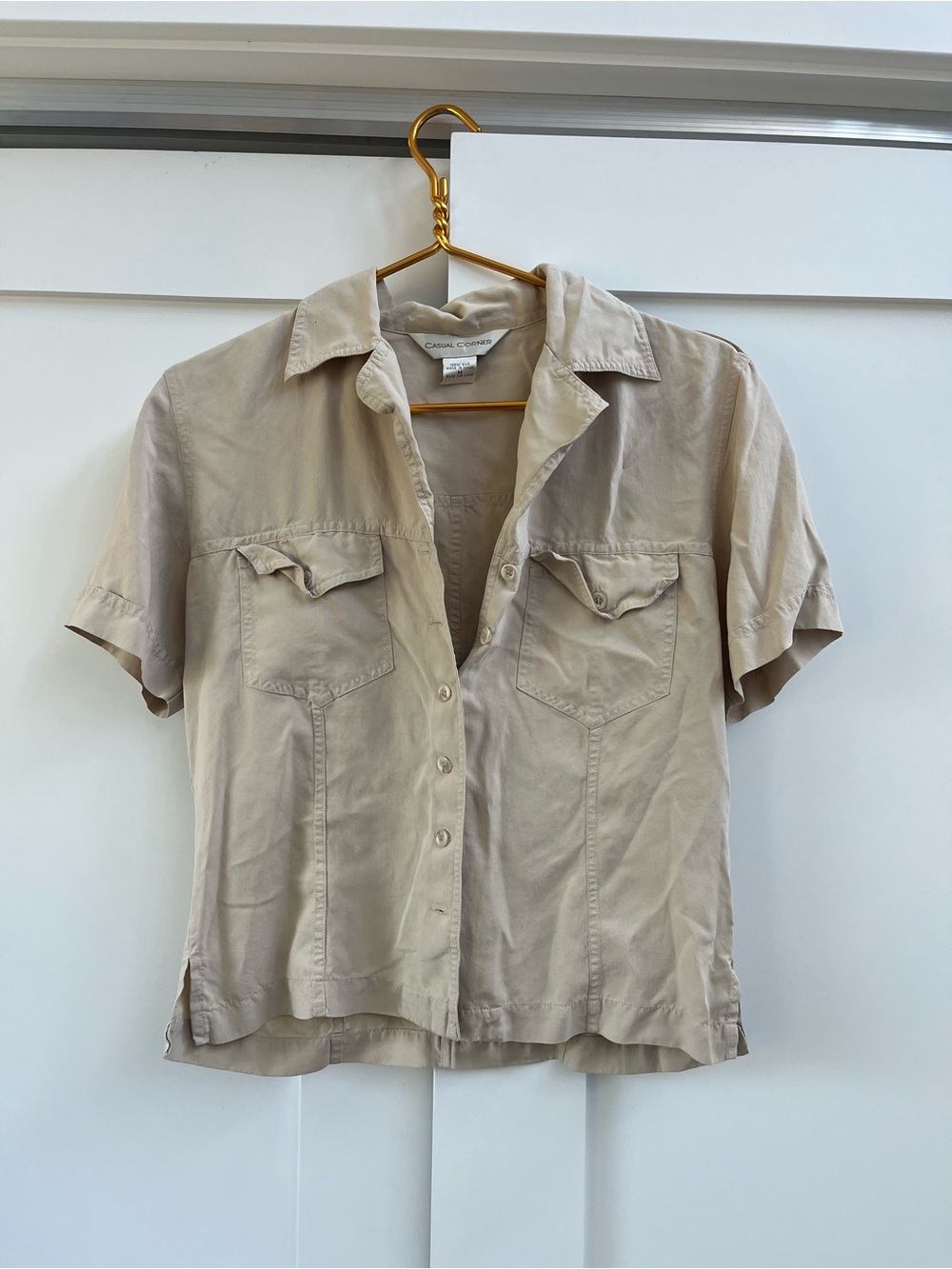 Casual Corner Silk Shirt in Light Taupe